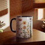 MissDaisy-Flowers Mug, Boho Wildflowers Cottagecore Coffee Mug, Flower Garden Lover, Gift For Her, Botanical, Spring Floral Nature