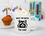 Rizz 'Em With The Tism Mug - Funny Raccoon Meme Gag Gifts For For Men Women Boyfriend Girlfriend - Autism Awareness Birthday Present For Him Her Best Friend - 11oz White Coffee Tea Cup