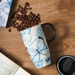 Topadorn Ceramic Mug Coffee Cup with Lid and Matching Box,17oz.Butterfly,Just Believe