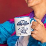 Floral Mushroom White Cup, Nature Inspired Coffee Mug, Personalized Mushroom Lovers Ceramic Mug, Custom Name Flower Themed Mug 11oz 15oz, Customized Artistic Cup, Gift For Friend