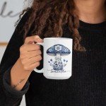 Floral Mushroom White Cup, Nature Inspired Coffee Mug, Personalized Mushroom Lovers Ceramic Mug, Custom Name Flower Themed Mug 11oz 15oz, Customized Artistic Cup, Gift For Friend