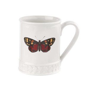 Portmeirion Botanic Garden Harmony 16 oz Tankard Mug, Scarlett Butterfly - Fine Earthenware Coffee & Tea Cup, Dishwasher & Microwave Safe - Nature-Inspired for Cottagecore Tableware
