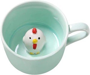 Jeuhoue Chick Ceramic Cup Hidden 3D Animal Inside Mug,8 oz, Lovely Mug for Christmas, Birthday, Valentine's Day Gifts, Surprise Gifts for Friends and Families (Chick 8oz)
