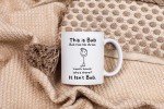 This Is Bob Funny Stickman Figure Coffee Mug - Bob Has No Arms Adult Humor Mug for Him Husband Boyfriend Gift Idea - Hilarious Birthday Presents for Office Coworker or Dad - 11 oz White Novelty Cup