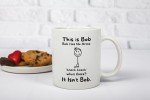 This Is Bob Funny Stickman Figure Coffee Mug - Bob Has No Arms Adult Humor Mug for Him Husband Boyfriend Gift Idea - Hilarious Birthday Presents for Office Coworker or Dad - 11 oz White Novelty Cup