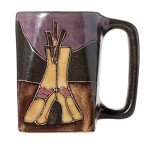 Mara Stoneware Teepee Native American Campfire Design 12oz Handcrafted Coffee Tea Mug
