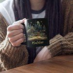 Customized Nature Inspired Coffee Mug 11oz Or 15oz, Personalized Name Black Cup Gift For Nature Lovers, Custom Beautiful Book With Forest Ceramic Mug, Book Enthusiasts Keepsake Cup