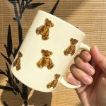 FableKnot Cute Teddy Bear Coffee Mug- Cartoon Bear Cups-Adorable Gifts for Kids and Women-Ceramic Mug for Home, Office-Perfect for Animal Lovers, Teachers, Parents-11OZ
