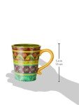 Tunisian Sunset 18 oz. Ceramic Mugs, Set of 4 – Multicolor Boho Coffee & Tea Cups with Bold Folk Art Patterns, Microwave & Dishwasher Safe, Eclectic Kitchen Gift Set for Beverage Lovers