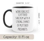 HomeBee Work Forecast Coffee Mug | Funny Coworkers Gifts for Men & Women | Ceramic Office Tea Cup | Boss, Employer, Bestfriend Gag Gifts for Birthdays, Thanksgiving | 11 oz (White - Black)