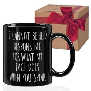 HIWERAN Sarcasm Mug Gifts for Colleague, I Cannot be Held Responsible for What My Face 11Oz Coffee Mugs, Coworker Birthday Gift, Funny Mug for Office Work