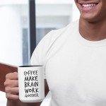 Veracco Coffee Make Brain Work Gooder Mug Funny Coffee Lover Gift Humorous Idea Family Friends Birthday Presents Sarcastic Office Tea Cup Caffeine Addict Brain Booster Gooder Vibes