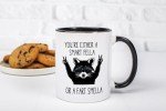 You're Either A Smart Fella or Fart Smella Coffee Mug - Retro Cartoon Meme Gifts for Men Women Best Friend - Funny Raccoon Birthday Presents for Boyfriend Girlfriend Husband Wife - 11 oz Novelty Cup