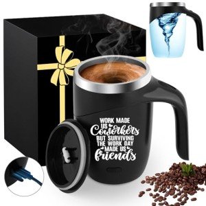 Magnetic Stirring Coffee Mug Stainless Insulated Cup Men White Elephant Adults Christmas Funny Unique Office Party Teacher Co Worker Colleague Farewell Male Boss Coworker Work Leaving Goodbye Gifts