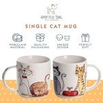 SPOTTED DOG GIFT COMPANY Cat Mug, Single Coffee Mug, Animal Themed Ceramic Tea Cup for Hot Drinks, Microwave Dishwasher Safe, Cute Kitchen Gifts for Cat Lovers - 12oz