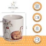 SPOTTED DOG GIFT COMPANY Cat Mug, Single Coffee Mug, Animal Themed Ceramic Tea Cup for Hot Drinks, Microwave Dishwasher Safe, Cute Kitchen Gifts for Cat Lovers - 12oz