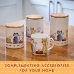 SPOTTED DOG GIFT COMPANY Cat Mug, Single Coffee Mug, Animal Themed Ceramic Tea Cup for Hot Drinks, Microwave Dishwasher Safe, Cute Kitchen Gifts for Cat Lovers - 12oz