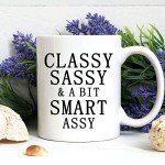 Funny Coffee Mug Classy Sassy and A Bit Smart Assy Coffee Mugs for Women Birthday White Elephant Christmas Inspirational Gifts for Friends Coworkers Family 11 Ounce White