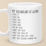 Pawfect House Gifts My Work Vocabulary Coffee Mug - Funny Coworker Birthday Gift Idea for Him or Her, Sarcastic Gag Going Away Farewell Gift for Men Women, Birthday Gifts for Coworker Friends Sisters
