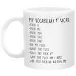Pawfect House Gifts My Work Vocabulary Coffee Mug - Funny Coworker Birthday Gift Idea for Him or Her, Sarcastic Gag Going Away Farewell Gift for Men Women, Birthday Gifts for Coworker Friends Sisters
