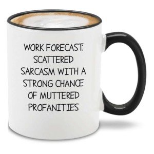 shop4ever Work Forecast Scattered Sarcasm Ceramic Coffee Mug Tea Cup 11 oz. Funny Coworker Gift Novelty Gag Gifts (Black Handle)