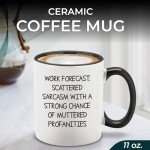 shop4ever Work Forecast Scattered Sarcasm Ceramic Coffee Mug Tea Cup 11 oz. Funny Coworker Gift Novelty Gag Gifts (Black Handle)