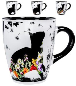Color Changing Cat Coffee Mug 12OZ - Ceramic Heat Sensitive Cup Hot Cocoa Tea Milk Mugs Hot Drinks and beverages Unique Beautiful Holiday Christmas gift Idea for Cat lovers Furparent women mom grandma