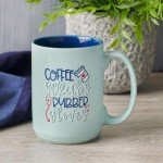 WITH LOVE Nurses Mug Coffee Scrubs Rubber Gloves, Teal, Funny Comedic Novelty Gift for Nurses, Doctors, and Medical Students, Large, 14oz