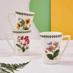 Portmeirion Botanic Garden 12oz Mandarin Mug, Hibiscus - Floral English Mug, Made in England - Fine Earthenware Coffee Cup - Dishwasher, Microwave, Freezer, Oven Safe - Cottagecore Drinkware