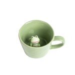 DIHOclub Frog Coffee Cup Hidden 3D Animal Inside Mug,Garden series Handmade Figurine Mugs 12OZ(Green)