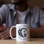 LookHUMAN Ceramic Hail Satan Coffee Mug - Possum Coffee Mugs Adult Humor, Meme Cup & Atheist Gifts, Double-sided Print Dark Humor Coffee Cup, Dishwasher Safe Novelty Coffee Mugs, Fun Coffee Cups, 11oz