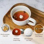 Koolkatkoo Cute Cat mugs Ceramic Cup - Coffee Mug with Lid and Spoon, Animals Hidden inside, Gifts for Cat Lovers, Birthday Thanksgiving Present, 10oz White