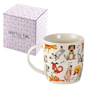 SPOTTED DOG GIFT COMPANY Dog Mug, Single Coffee Mug, Cute Animal Themed Ceramic Tea Cup for Hot Drinks, Microwave & Dishwasher Safe, Decorative Kitchen Gifts for Dog Lovers - 12oz