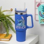 Paladone Disney Stitch 900 ml Blue Insulated Travel Cup and Straw, Officially Licensed Quencher with Handle for Iced Tea or Coffee, Pop Culture Merchandise for Fans