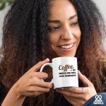 Coffee Makes Me Feel Less Murdery Coffee Lover Gifts For Coworkers Sarcastic Novelty Drinkware Ceramic Mug 11 oz White 11 oz