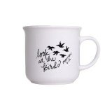 Coffee and Bible Time Ceramic Mug – 15 oz White Coffee Cup with 'Look at the Birds' Christian Artwork – Inspirational Scripture Mug – Matte Finish – Faith Gift for Women & Bible Lovers