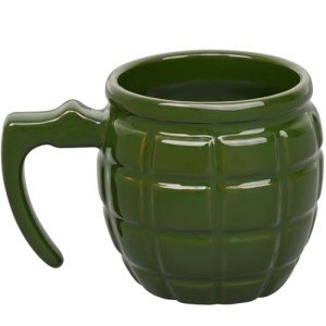 Waipfaru White Elephant Gifts for Adults,Ceramic Grenade Coffee Mug,15.5oz Fun & Unique Tactical Coffee Cup, Funny Gag Gifts for Men Christmas Father's Day (Green)