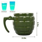 Waipfaru White Elephant Gifts for Adults,Ceramic Grenade Coffee Mug,15.5oz Fun & Unique Tactical Coffee Cup, Funny Gag Gifts for Men Christmas Father's Day (Green)