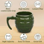 Waipfaru White Elephant Gifts for Adults,Ceramic Grenade Coffee Mug,15.5oz Fun & Unique Tactical Coffee Cup, Funny Gag Gifts for Men Christmas Father's Day (Green)