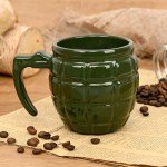 Waipfaru White Elephant Gifts for Adults,Ceramic Grenade Coffee Mug,15.5oz Fun & Unique Tactical Coffee Cup, Funny Gag Gifts for Men Christmas Father's Day (Green)