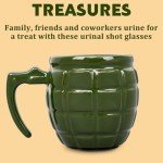 Waipfaru White Elephant Gifts for Adults,Ceramic Grenade Coffee Mug,15.5oz Fun & Unique Tactical Coffee Cup, Funny Gag Gifts for Men Christmas Father's Day (Green)