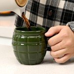 Waipfaru White Elephant Gifts for Adults,Ceramic Grenade Coffee Mug,15.5oz Fun & Unique Tactical Coffee Cup, Funny Gag Gifts for Men Christmas Father's Day (Green)