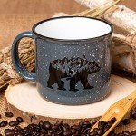 Large Coffee Mug with Nature Guitar Print - Music Themed Ceramic Mug with Hand-Printed Graphic - 15oz.