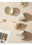 Ceramic Latte Mug with Coffee Gold Spoon 12oz - Microwavable, Porcelain Coffee Cup With Handle, Modern, Boho, Unique Style Cup, Dishwasher Microwave Safe Stoneware W006-Blowball