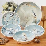 Shorebirds 18 oz. Ceramic Mugs, Set of 4 – Coastal Coffee Cups with Heron, Seagull, and Shorebird Artwork – Nature-Inspired Mugs for Hot Beverages, Breakfast, Gifting, or Display