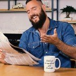 “I Need Coffee” Coffee Mug; Cool 15 oz White Ceramic Cup with a Funny Slogan; Great Unique Birthday or Novelty Gift