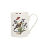 Portmeirion Botanic Garden Birds 12oz Tankard Mug, Lesser Goldfinch - Fine Earthenware, Chip-Resistant Glaze - Dishwasher, Microwave, Freezer, Oven Safe - Floral Patterned Ideal for Coffee & Tea