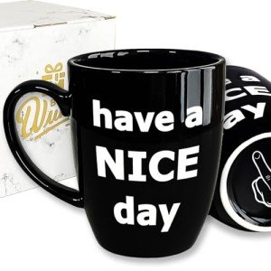 YOETTE Funny Gifts for Women Men Him Her Husband Wife Mom Dad Friend 13.5 oz Coffee Mug White Elephant Gifts for Adults Birthday Gag Gift Anniversary Black Cup Present