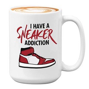 Bubble Hugs Sneaker Lover Coffee Mug - I Have A Sneaker Addict - Collector Shoes Footwear Sport Casual Skate Pop Culture 15oz White
