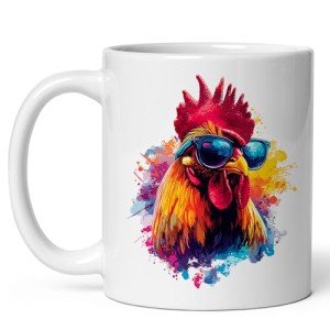 Rooster Ceramic Coffee Mug 11oz - Tea Coffee Mug with Comfortable Grip - Unique Animal Gift Cup for Office or Home - Vibrant Long-Lasting Print ID44991